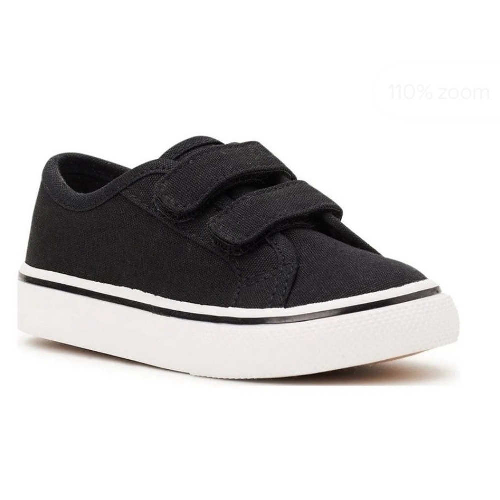 Wonder Nation Black & White Canvas Unisex Kids Vel Neutral Sneakers Size 11